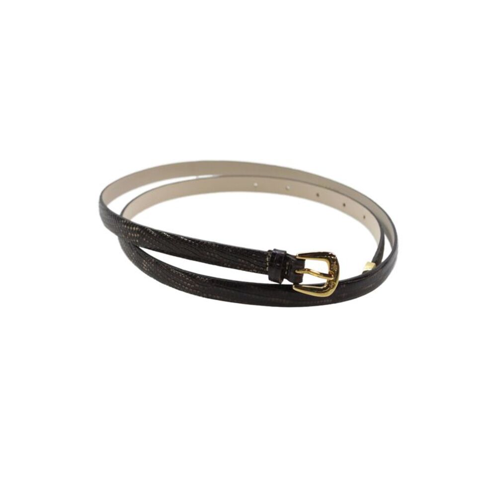 Tardini Womens Lizard 1/2" Brown Spotted Skinny Belt Dark Brown Size EUR 36